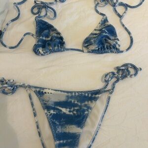 Blue Tie-Dye Bikini Set